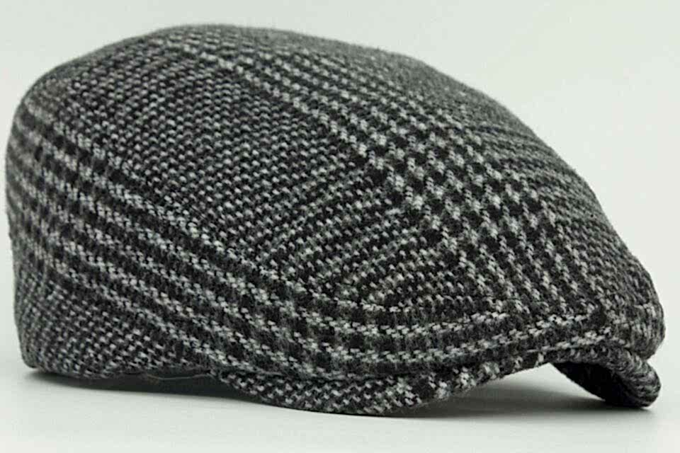 Erkek Brood Siyah Ekoseli Yün Kasket Şapka