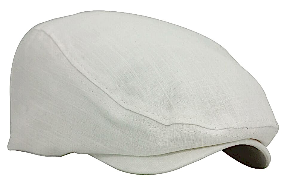 Beyaz Kasket Pamuklu London Flat Cap Şapka