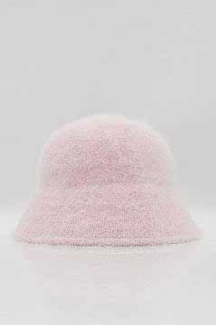 Angora Yünü Pembe Renk Bucket Şapka