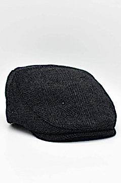 Balıksırtı Desen Yün Kışlık Peaky Kasket Şapka - Füme