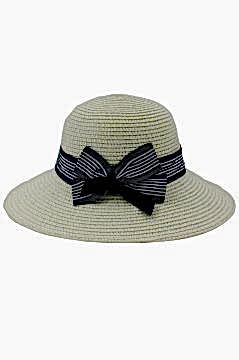 Kadın Hasır Panama Şapka Plaj Şapkası Geniş Bej Kurdeleli