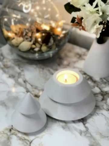 Dekoratif Yılbaşı Mumluk Tealight Mumluk Obje Biblo 2 Parça Beyaz
