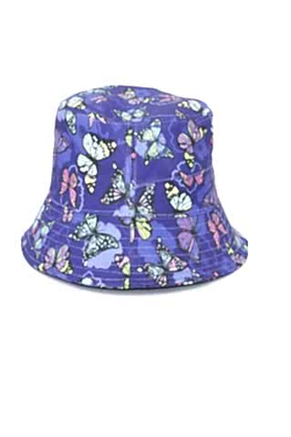 Yazlık Kelebek Desenli Bucket Şapka Desenli Kadın Kova Şapka