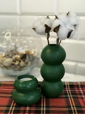 Tealight Mumluk Ve Vazo Seti 2'li Set Hediyelik Yeşil