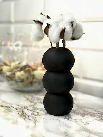 Hediyelik Vazo 14 cm Polyester Döküm Dekoratif Vazo Siyah