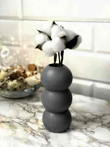 Hediyelik Vazo 14 cm Polyester Döküm Dekoratif Vazo Gri
