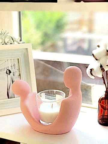 Hediyelik  Tasarım Sevgili Mumluk Dekoratif Sevgili Mumluk Pembe