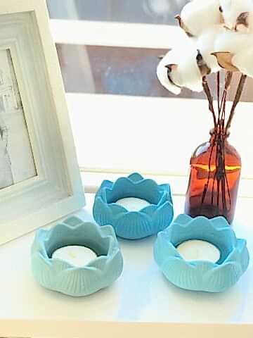 Yogacılar İçin Dekoratif Lotus Çiçeği Mumluk Set  mavi