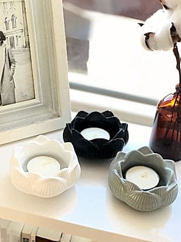 Yogacılar İçin Dekoratif Lotus Çiçeği Mumluk Set  siyah