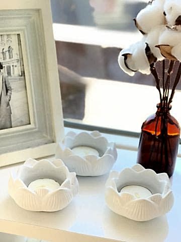 Yogacılar İçin Dekoratif Lotus Çiçeği Mumluk Set  Beyaz