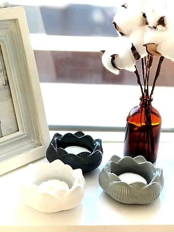 Yogacılar İçin Dekoratif Lotus Çiçeği Mumluk Set  Beyaz