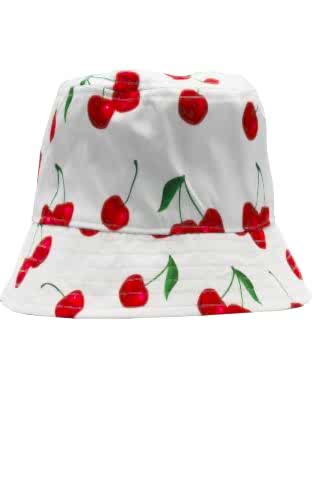 Kadın Kiraz Desenli Uv Korumalı Seyehat Bucket Şapka