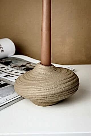 Tasarım Mumluk El Yapmı  Bej