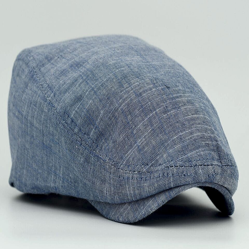 Erkek Lacivert Kasket Keten Yazlık Flat Cap Şapka şapkadan.da!