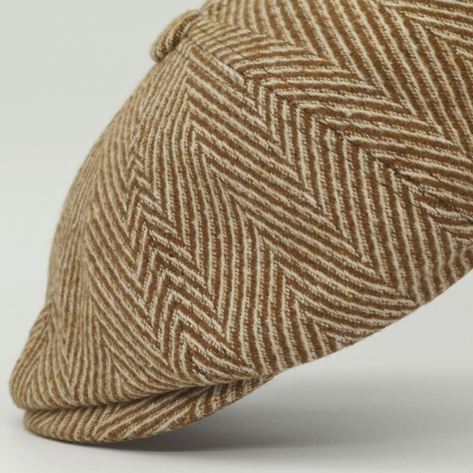 Erkek Kasket Peaky Blinders Balıksırtı Desenli Yün Şapka