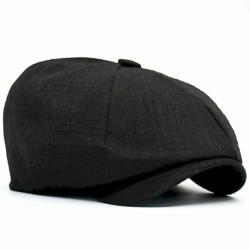 Ingiliz Stili London Yazlık Kasket Keten Siyah Şapka