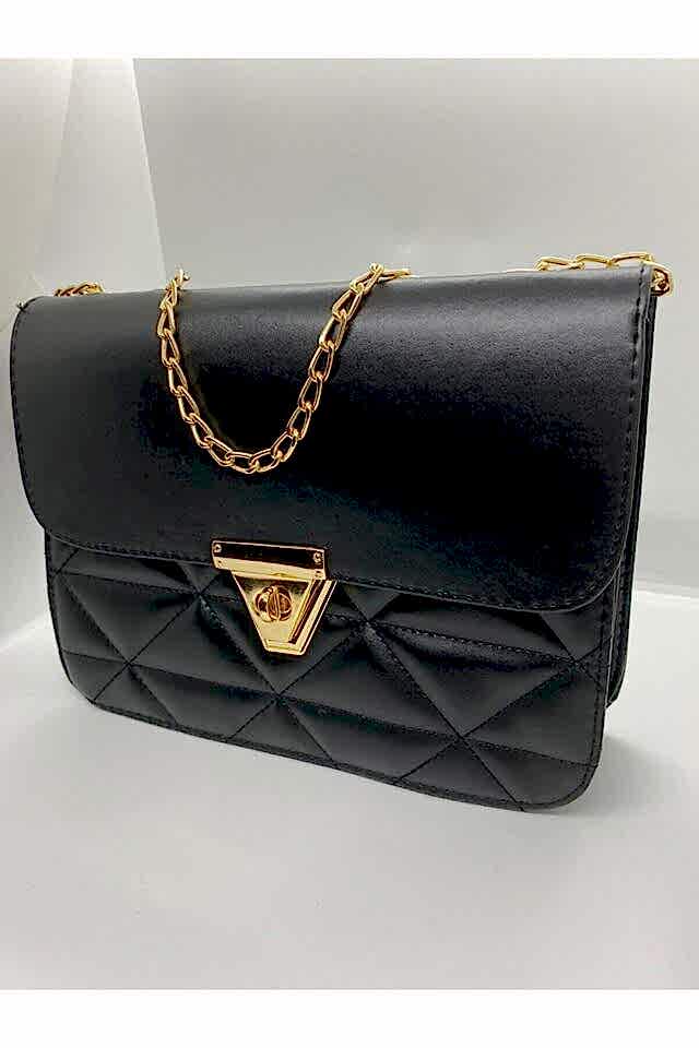 Kadın Siyah Kutu Zincirli El Ve Omuz Çantası