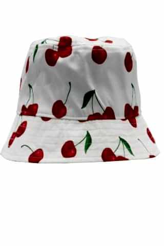 Beyaz Desenli Bucket Kadın Şapka