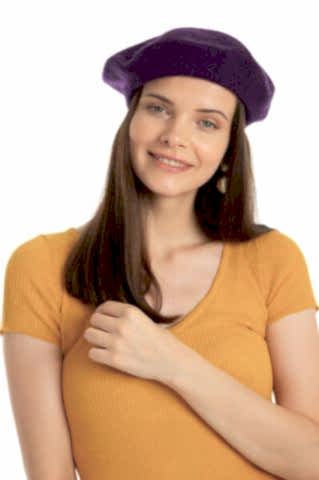 Kadın Yünlü Mor Fransız Ressam Bere