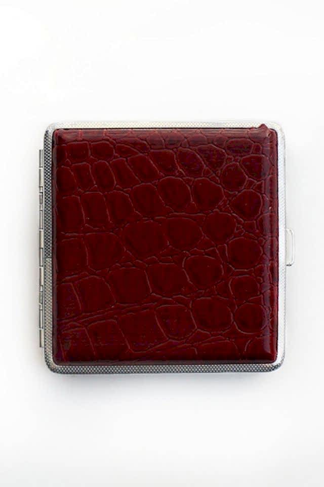 Bordo Renk Kabartmalı Orta Boy Sigara Tabakası