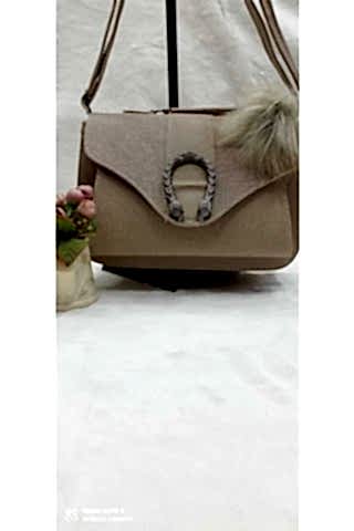 Kadın Krem Yılan Tokalı El Ve Omuz Çantası