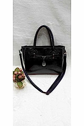 Kadın Siyah Deri El Ve Omuz Çantası