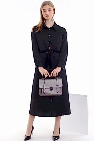 Kadın Gri Tokalı El Ve Omuz Çantası