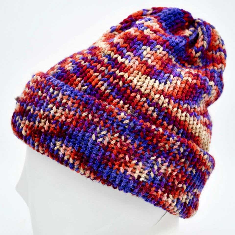 Kalın Kışlık Örgü Yün Kadın Bere Çift Kat Mor