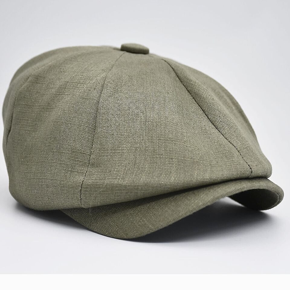 Ingiliz Stili London Yazlık Kasket Keten Kum Beji Şapka