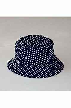 Puantiyeli Kadın Bucket Şapka Balıkçı Şapkası - Siyah