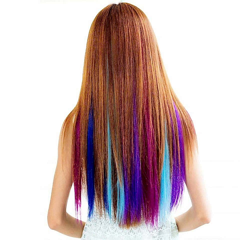 Yan Çıt Çıt Postiş / Mor Renk / 50 Cm