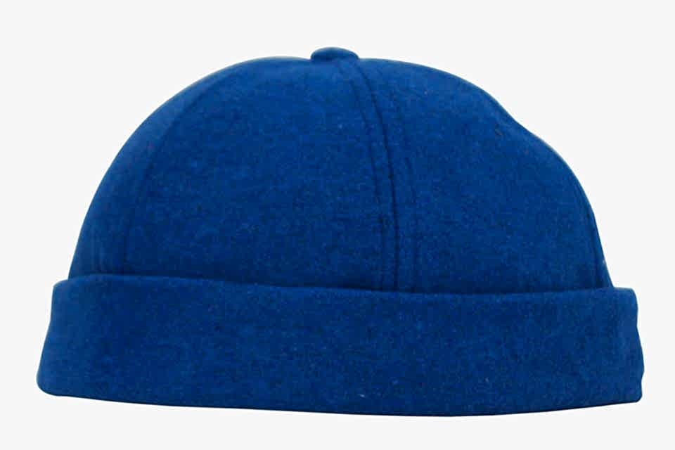 Erkek Sokak Stili Yünlü Sipersiz Şapka Mavi Docker Cap